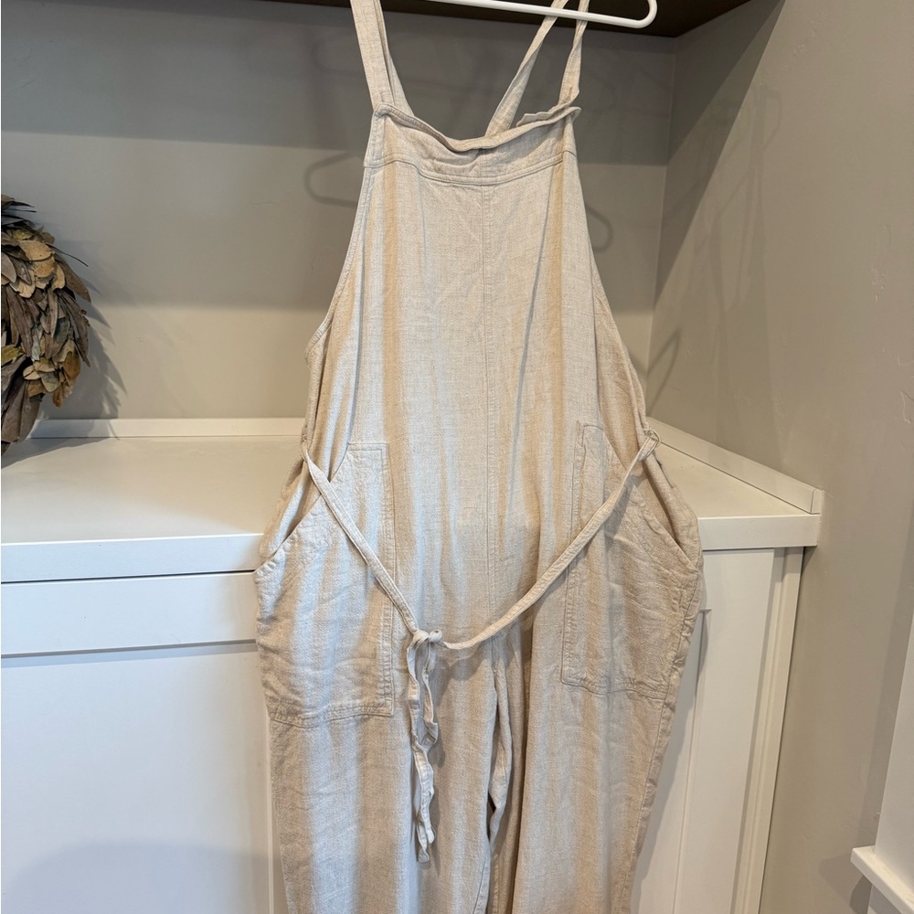 Cream Linen Jumpsuit